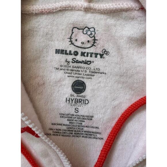 Hello Kitty Sanrio Hybrid Apparel Zip Up Hoodie Size Small Lt. Pink w/bows Kitty - Picture 2 of 7